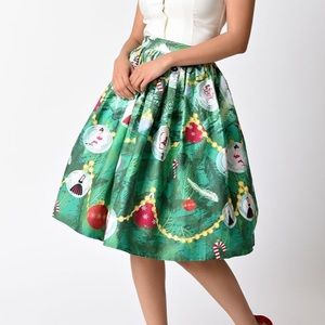 Unique Vintage 1950’s Green Christmas Skirt